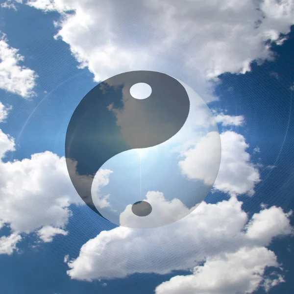Yin Yang Symbool Wolken Weergave — Stockfoto
