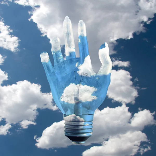 Hand Light Bulb Rendering — Stock Photo, Image