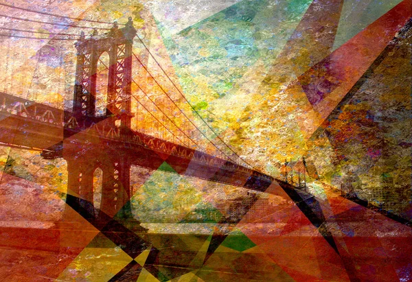 Pont Manhattan Paysage Peint — Photo