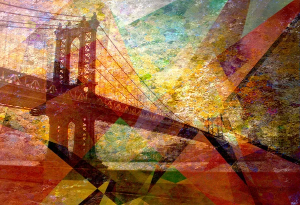 Manhattan Bridge Painterly Landscape — Stock Photo, Image