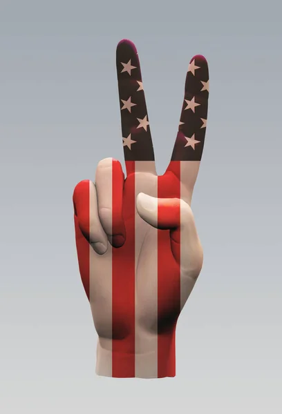 Usa Peace Sign Hand Teken Weergave — Stockfoto