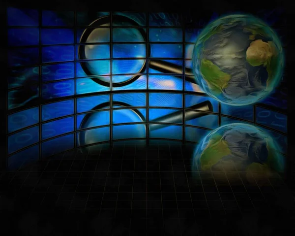 Surrealism Wall Screens Planet Earth — Stock Photo, Image