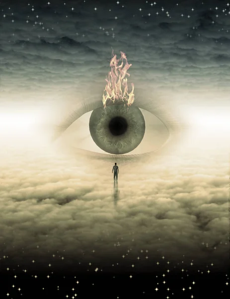 Olho Grande Espaço Nublado Arte Espiritual — Fotografia de Stock