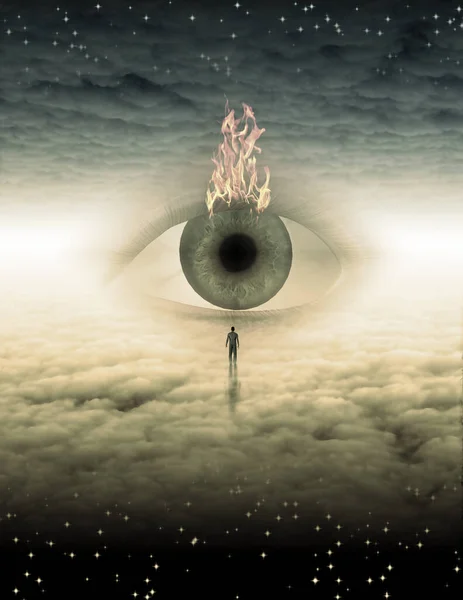 Large Eye Cloudy Space Spiritual Art — Fotografia de Stock