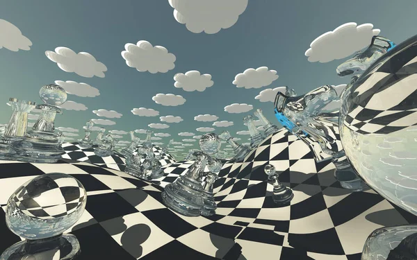 Surreal Chess Landscape Renderizado — Foto de Stock