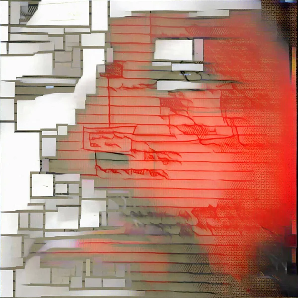 Abstrakt Målning Människans Ansikte Svart Och Rött Mondrisk Stil — Stockfoto