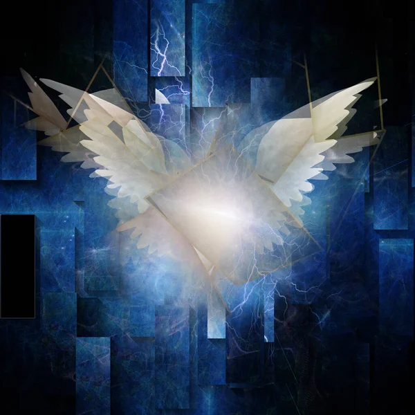 天使の翼の概要 3Dレンダリング — ストック写真
