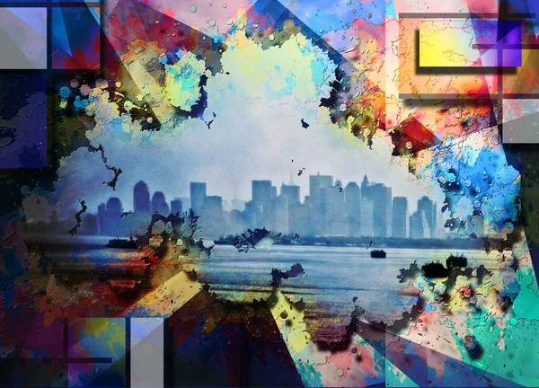 Nyc Manhattan Modern Art Collage Rendering — Stockfoto