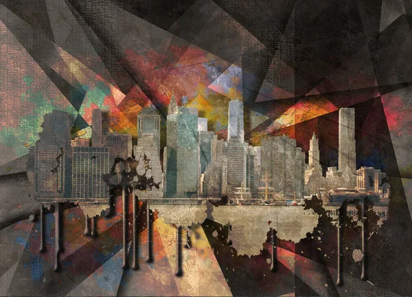 New York Panorama Modern Art Rendering — Stockfoto