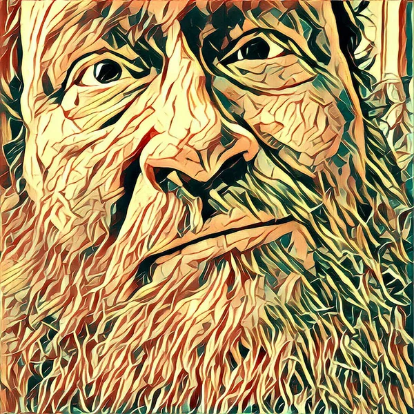 Digital Illustration. Man with beard