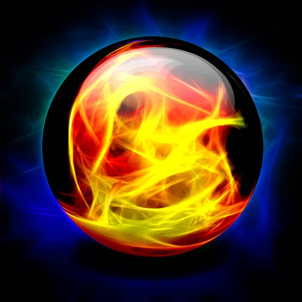 Crystal Ball Fire Rendering — 图库照片