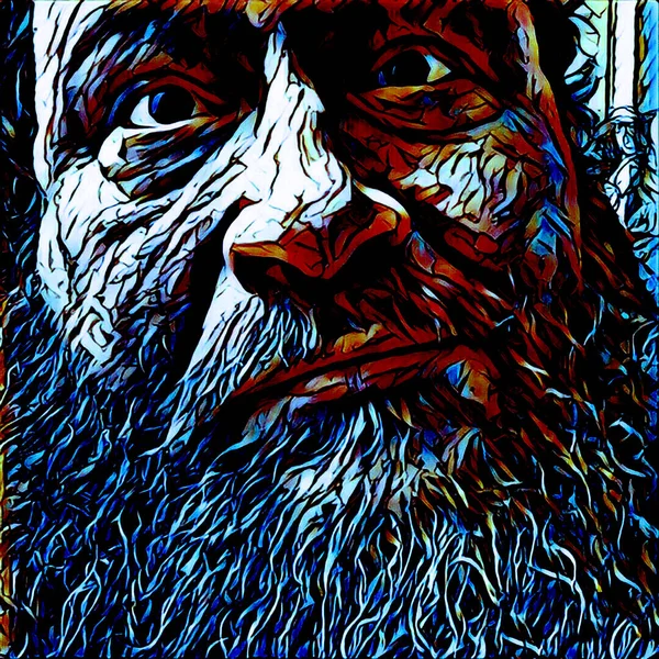 Digital Illustration. Man with beard