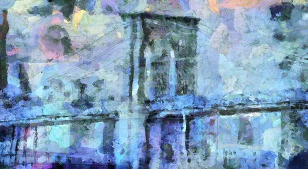 Brooklyn Bridge Art Pintura Abstracta — Fotografia de Stock