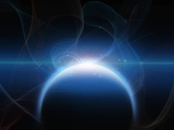 Planeta Con Filamentos Nebulosos Renderizado — Foto de Stock