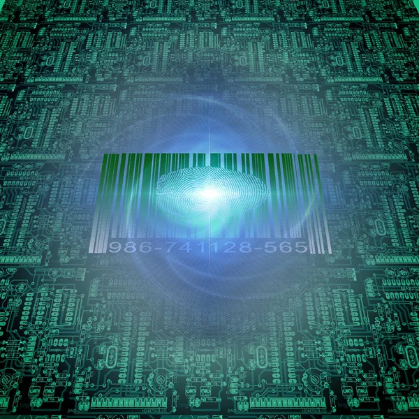 Barcode Fingerprint Electronic Board — Stock Photo, Image