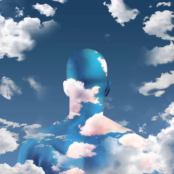 Mans Head Clouds Rendering — Stockfoto