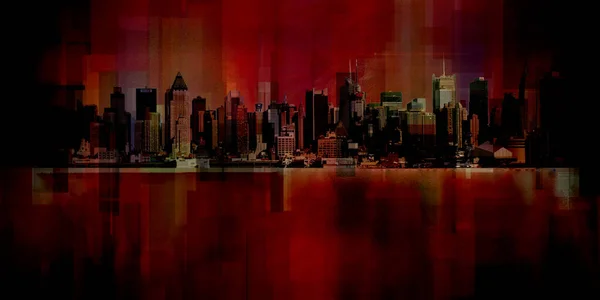 现代艺术 纽约的城市景观 曼哈顿 3D渲染 — 图库照片
