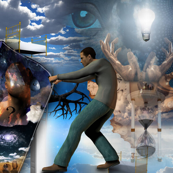 Man pulls back curtain of reality