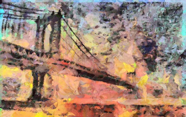 Puente Manhattan Pintura Digital Colores Apagados Renderizado —  Fotos de Stock