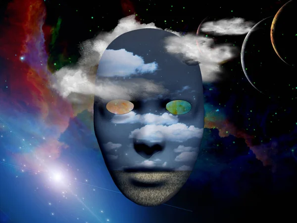 Maska Obrazem Chmur Pola Kolorowy Wszechświat Tle — Zdjęcie stockowe