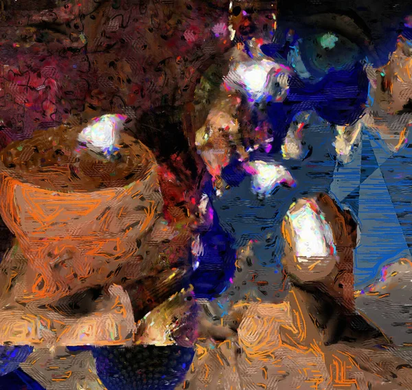 Pintura Abstrata Cabeça Homem Com Porta Aberta Para Outro Mundo — Fotografia de Stock