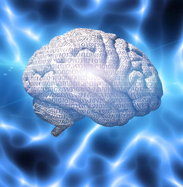 Binary Code Brain Rendering — Stock Photo, Image