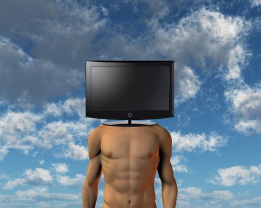 TV Şefi. Gerçeküstü sanat. 3B görüntüleme