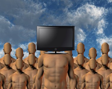 TV Şefi. Gerçeküstü sanat. 3B görüntüleme