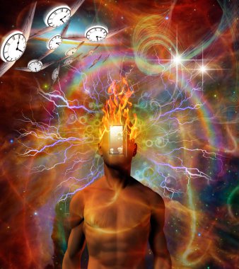 Kozmik uzayda yanan akıl. 3B görüntüleme