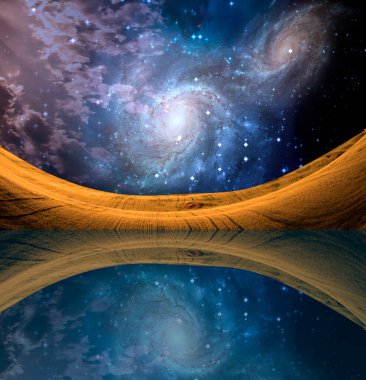 Gerçeküstü Göl. Gökteki Galaksi. 3B görüntüleme