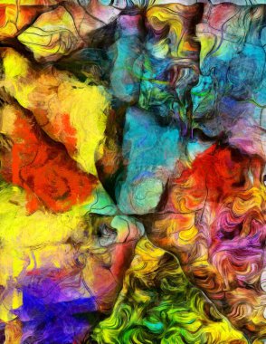 Açısal Soyut Boyama. 3B görüntüleme