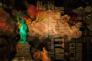 Yağlı boya, kelimeler. Özgürlük Heykeli. Modern sanat