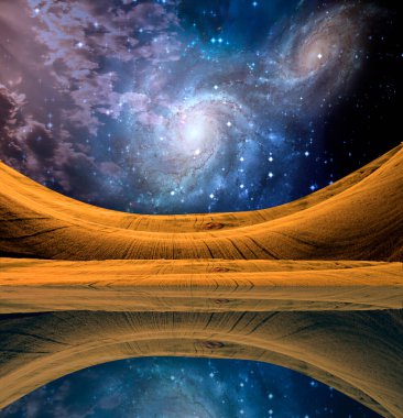 Gerçeküstü Göl. Gökteki Galaksi. 3B görüntüleme