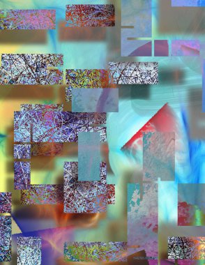 Geometrik şekilli soyutlama. Modern sanat. 3B görüntüleme