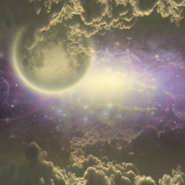 Derin uzay sahnesi. 3B görüntüleme