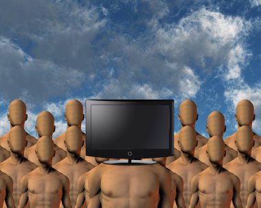 TV Şefi. Gerçeküstü sanat. 3B görüntüleme