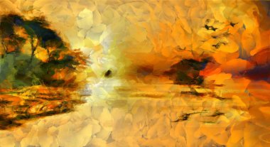 Renkli Su Adası Peyzaj Resimleri