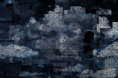 Soyut bulutlarda insan yüzü. Kelimeler.