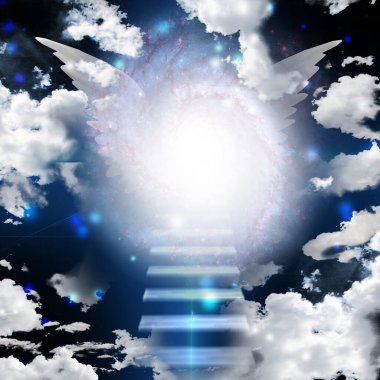 Cennete giden merdiven. 3B görüntüleme