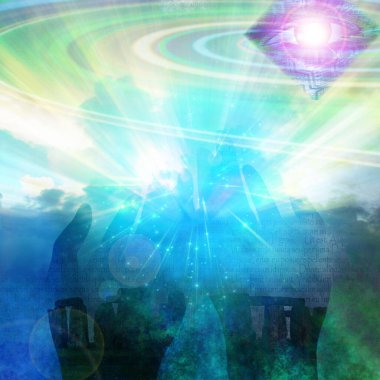 All seeing eye and hands. 3D rendering