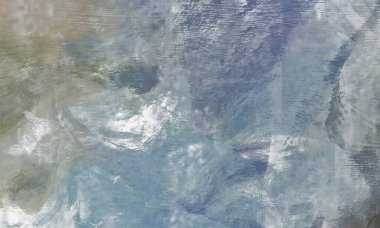 Çoğunlukla soluk mavi renkte soyut bir tablo. Fırça darbeleri