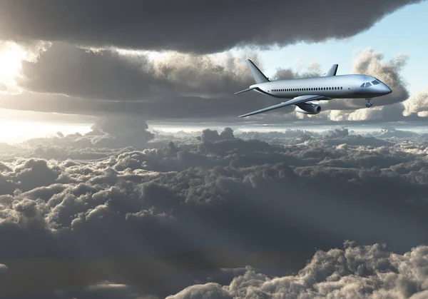 Bulutlar Arasında Uçan Jet Uçakları — Stok fotoğraf