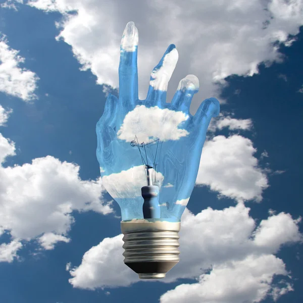 Hand Light Bulb Rendering — Stockfoto