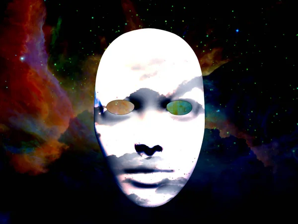 Μάσκα Την Εικόνα Των Νεφών Πολύχρωμο Σύμπαν Στο Παρασκήνιο — Φωτογραφία Αρχείου