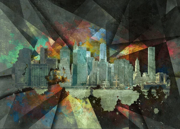 Nyc Manhattan Collage Art Moderne Rendu — Photo