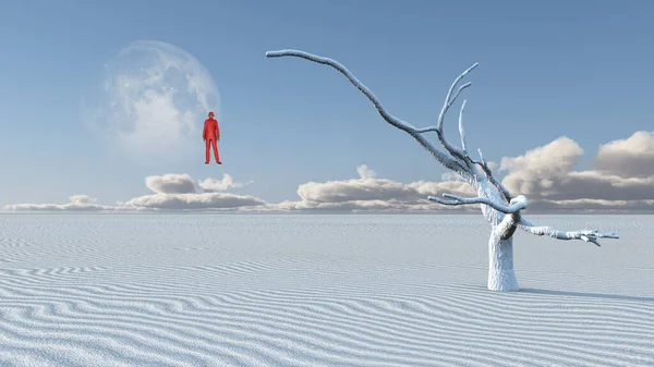 Floating Man Red Suit — Stock Photo, Image
