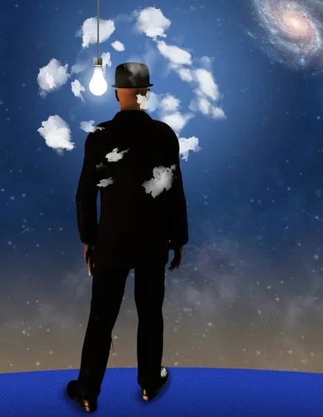 Dreamer Head Clouds Rendering — Stock Photo, Image