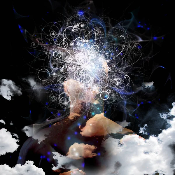 Mans Head Clouds Rendering — Stock Photo, Image