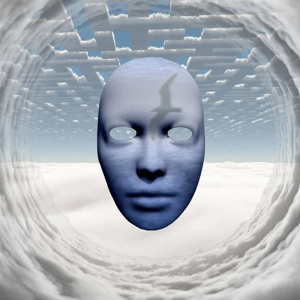 Blue Mask Tunnel Clouds Rendering — Stock Photo, Image