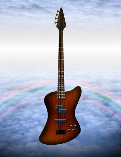 Basová Kytara Moderní Umění Vykreslování — Stock fotografie
